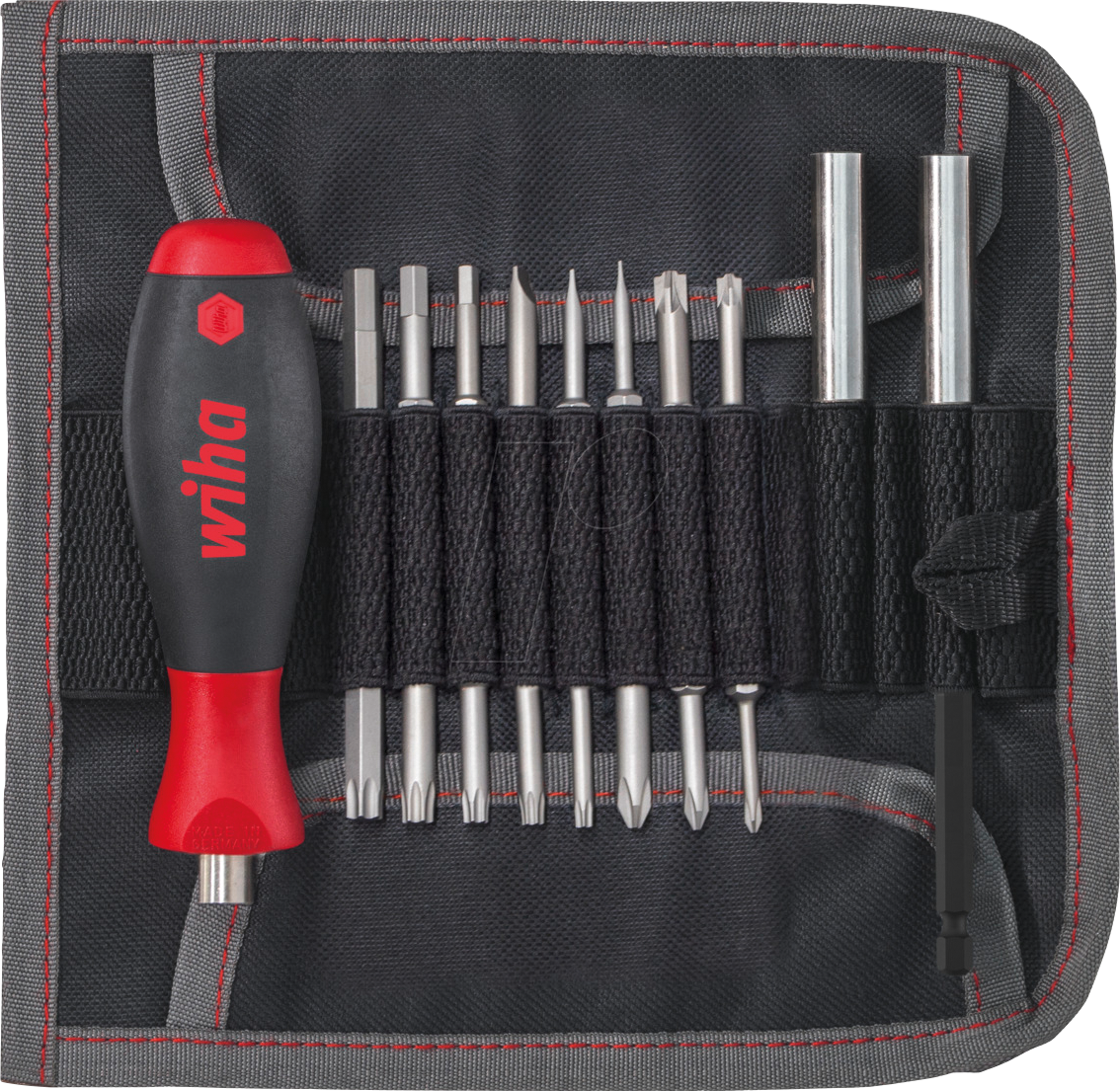 WIHA 44576 - Bit-Satz Montage, 20-teilig, gemischt, mit Rolltasche