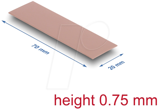 DELOCK 18479 - Wärmeleitpad, 3,0 W/mk, 70 x 20 x 0,75 mm, Silikonfrei