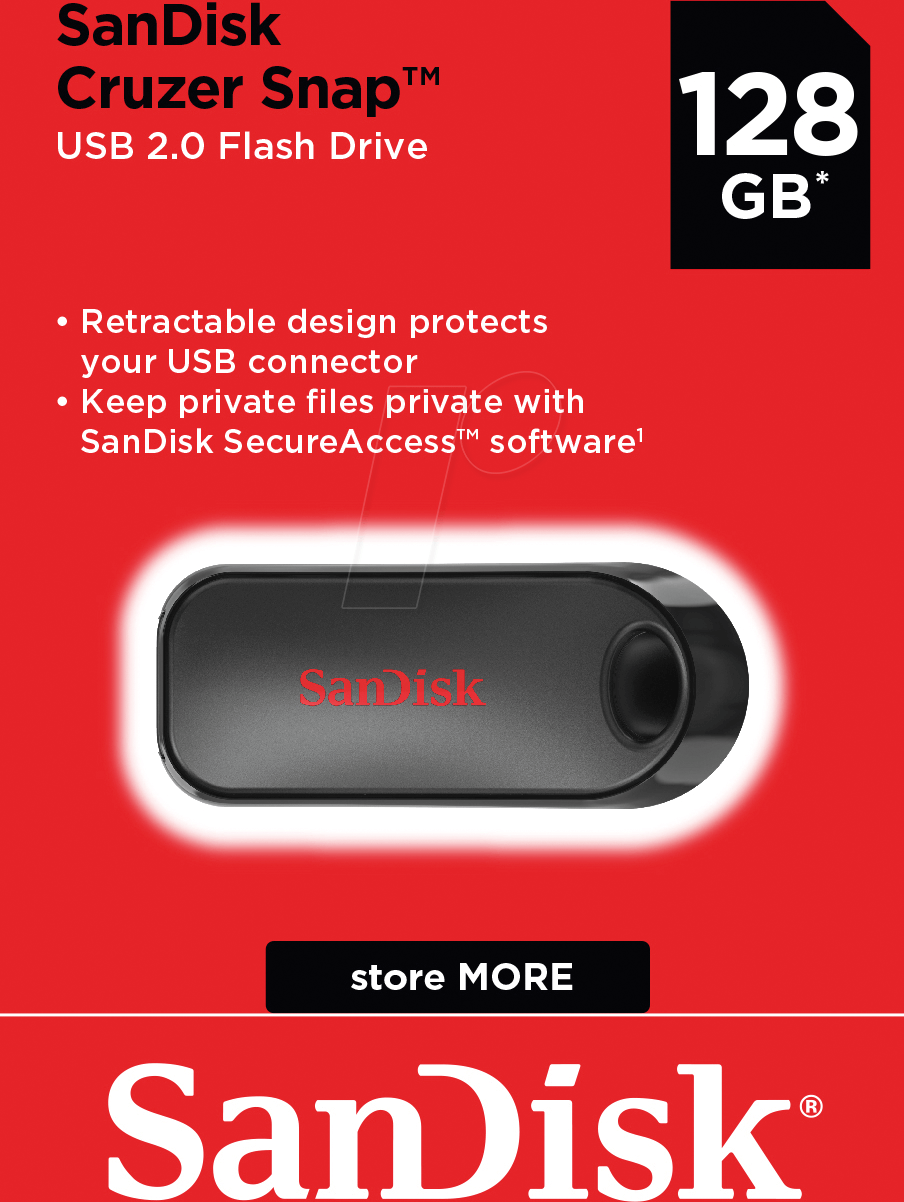 SDCZ62-128G-G35 - USB-Stick, USB 2.0, 128 GB, Cruzer Snap