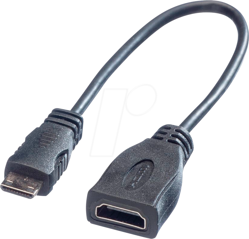 Thumbnail - ROLINE 11045586 - HDMI-A Buchse > HDMI Mini-C Stecker, mit Ethernet, 0,15 m