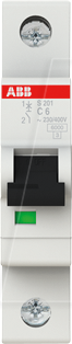 ABB S201-C6 - Leitungsschutzschalter, Char. C, 6 A, 1 polig