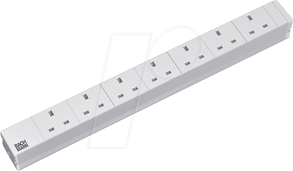 BACH 333.804 - Steckdosenleiste, 7-fach, Typ G - BS 1363, grau