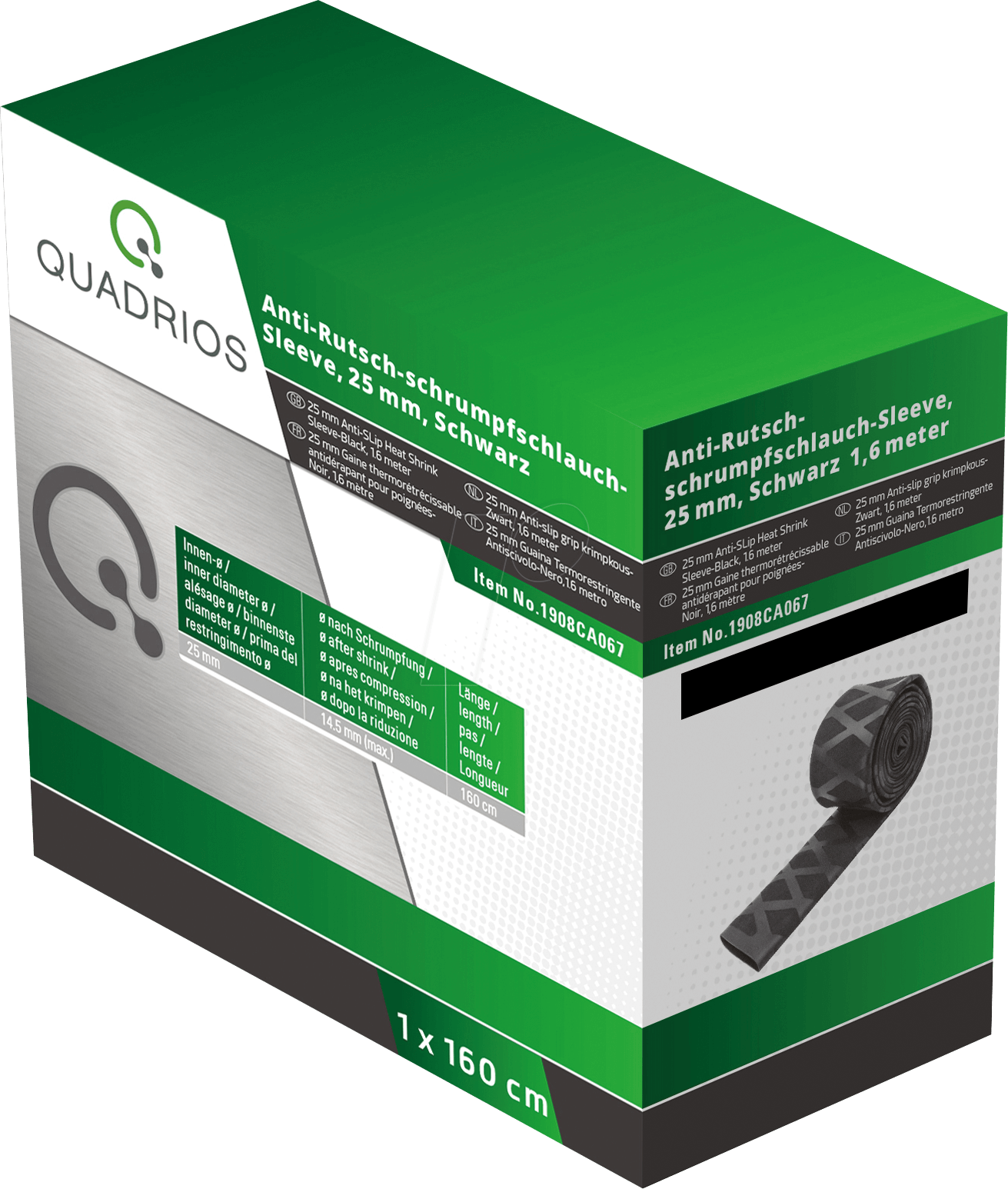 QUAD 19008CA067 - Soft-Schrumpfschlauch Box 2:1 - Ø25 mm x 1,6 m, schwarz