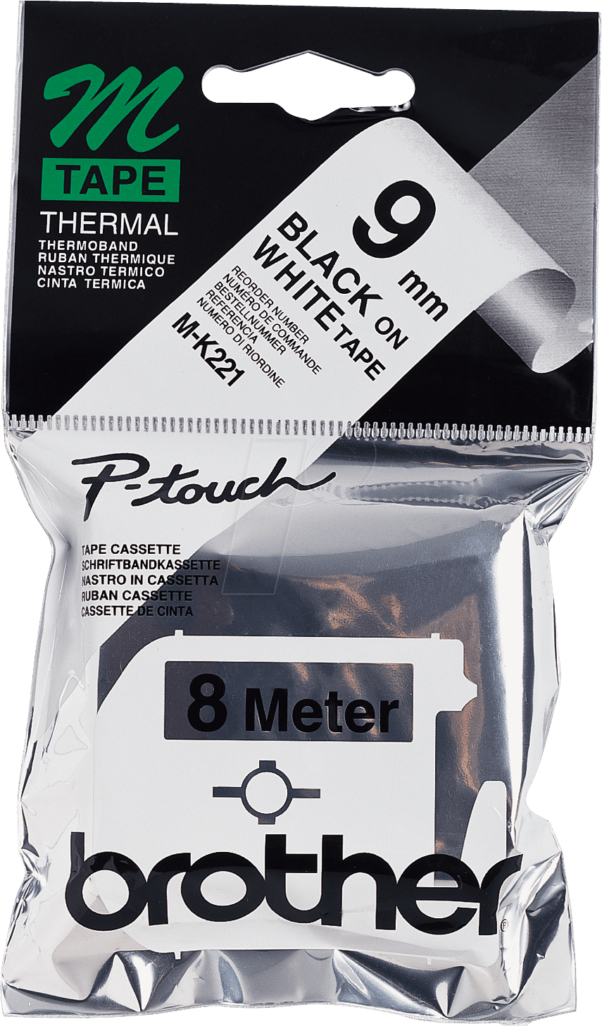 P-TOUCH MK221BZ - M-Schriftbandkassette, schwarz auf weiß, 9 mm