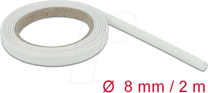 DELOCK 18931 - Schutzschlauch, Glasfasergeflecht, 2 m x 8 mm, weiß