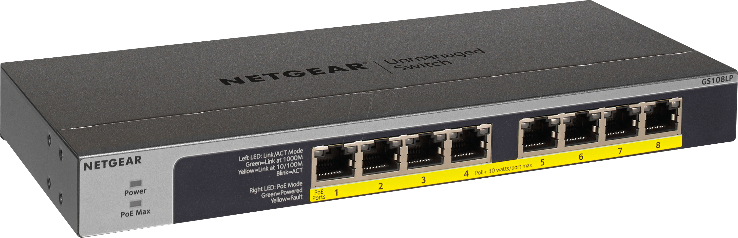 Thumbnail - NETGEAR GS108LP - Switch, 8-Port, Gigabit Ethernet, PoE