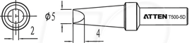 ATTEN T500-5D - Lötspitze, 5,0 mm, meißelförmig, gerade