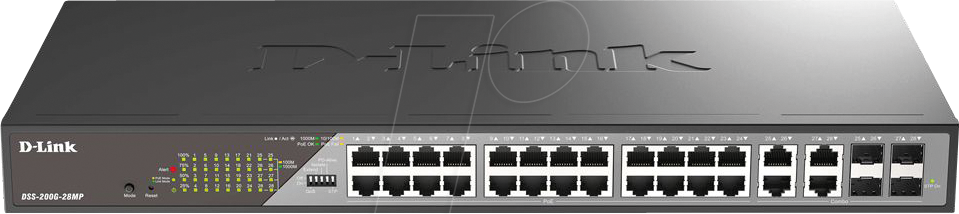 D-LINK S200G28MP - Switch, 28-Port, Gigabit Ethernet, PoE+, RJ45/SFP