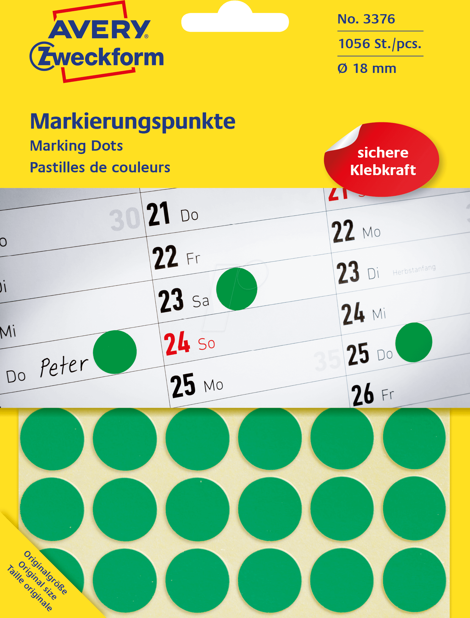 AVZ 3376 - Markierungspunkte, permanent, Ø 18 mm, 1056 Stück, grün