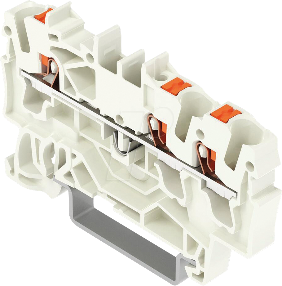 WAGO 2202-1309 - 3-Leiter-Durchgangsklemme, mit Drücker 2,5 mm², lichtgrau