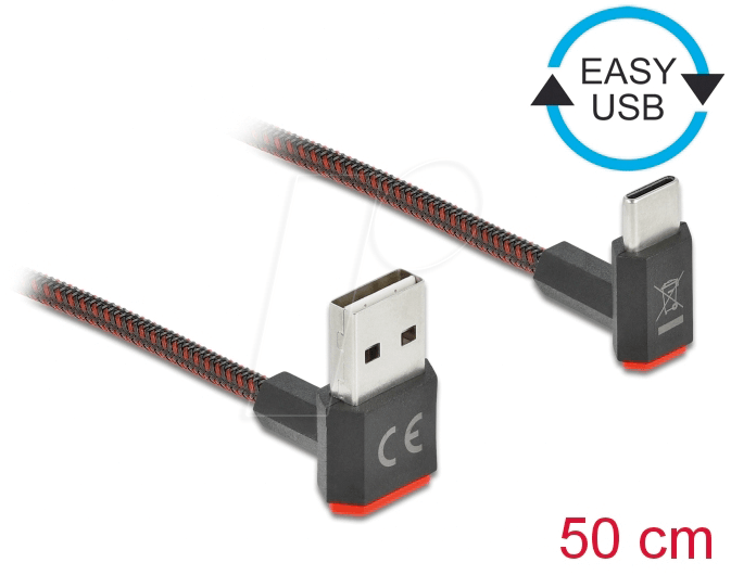 DELOCK 85275 - USB 2.0 Kabel, Easy A St. auf C St,, gew., 0,5 m