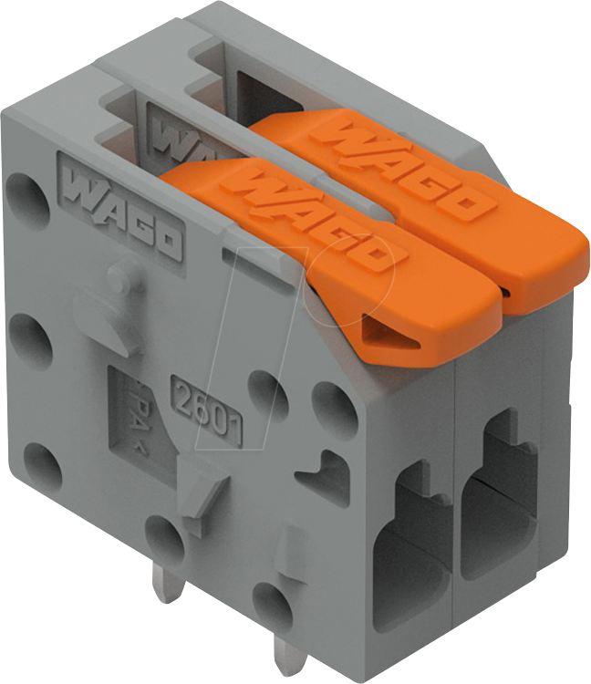 WAGO 2601-1102 - Leiterplattenklemme mit Hebel, 1,5 mm², RM 3,5 mm, 2-polig