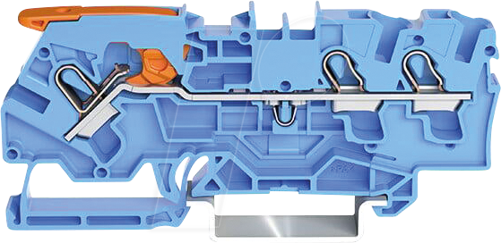 WAGO 2104-1304 - 3-Leiter-Durchgangsklemme, mit Hebel 4,0 mm², blau