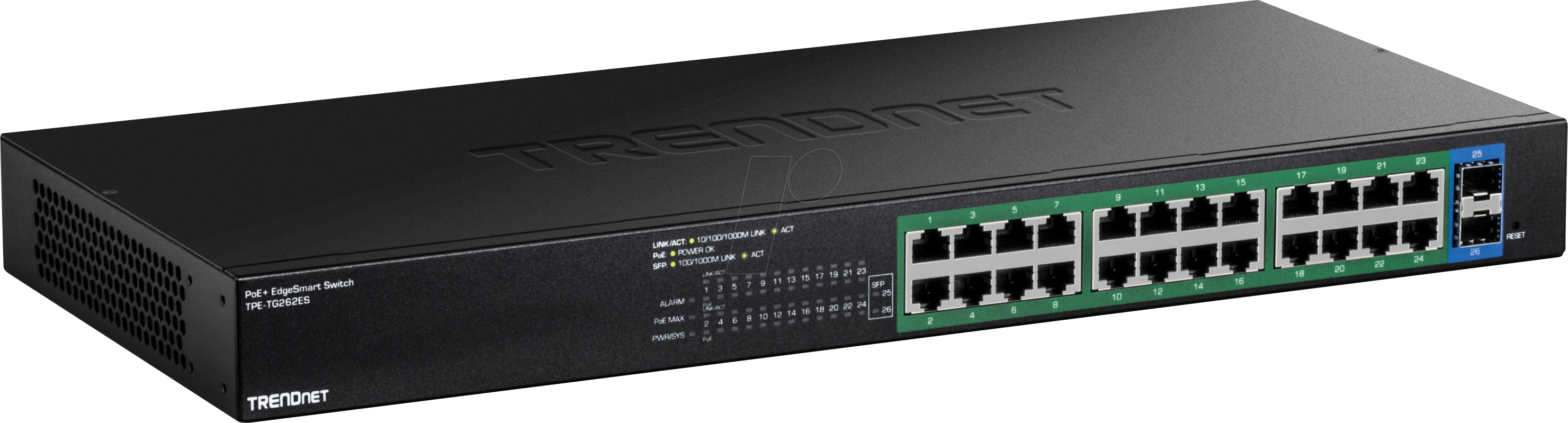 Thumbnail - TRN TPE-TG262ES - Switch, 26-Port, Gigabit Ethernet, PoE+, SFP