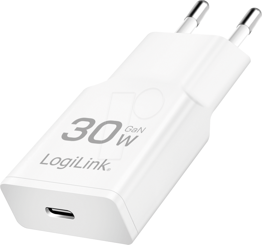 LOGILINK PA0347 - USB-Ladegerät, 30 W, 5-20 V, 1x USB-C (PD), 30 W, GaN, weiß