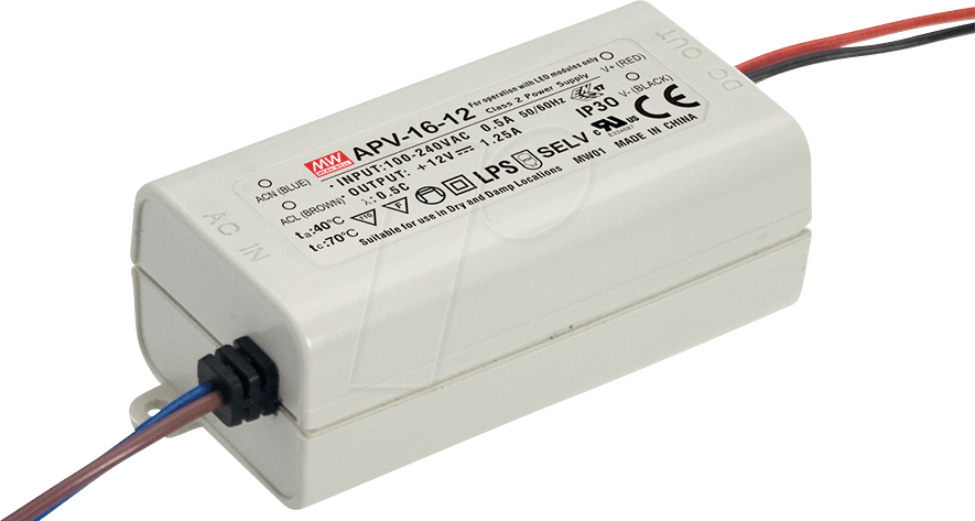 MW APV-16-5 - LED-Trafo, 13 W, 5 V DC, 2600 mA
