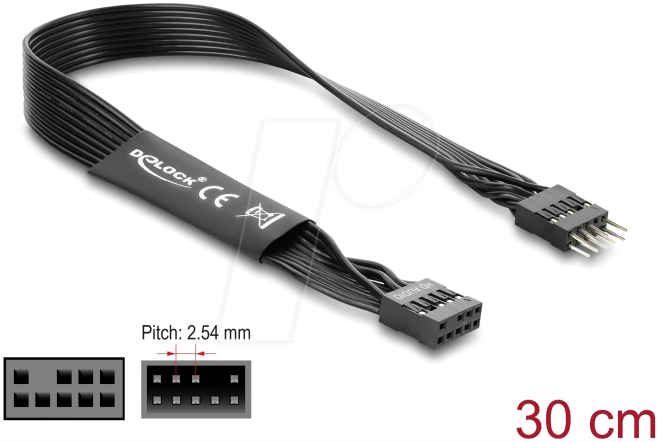 DELOCK 86052 - Kabel Mainboard, 9 Pin Pfostenstecker > Pfostenbuchse, 30,00 cm