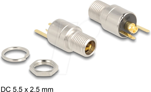 DELOCK 90192 - Steckverbinder DC 5,5 x 2,5 mm Buchse zum Einbau Lötversion