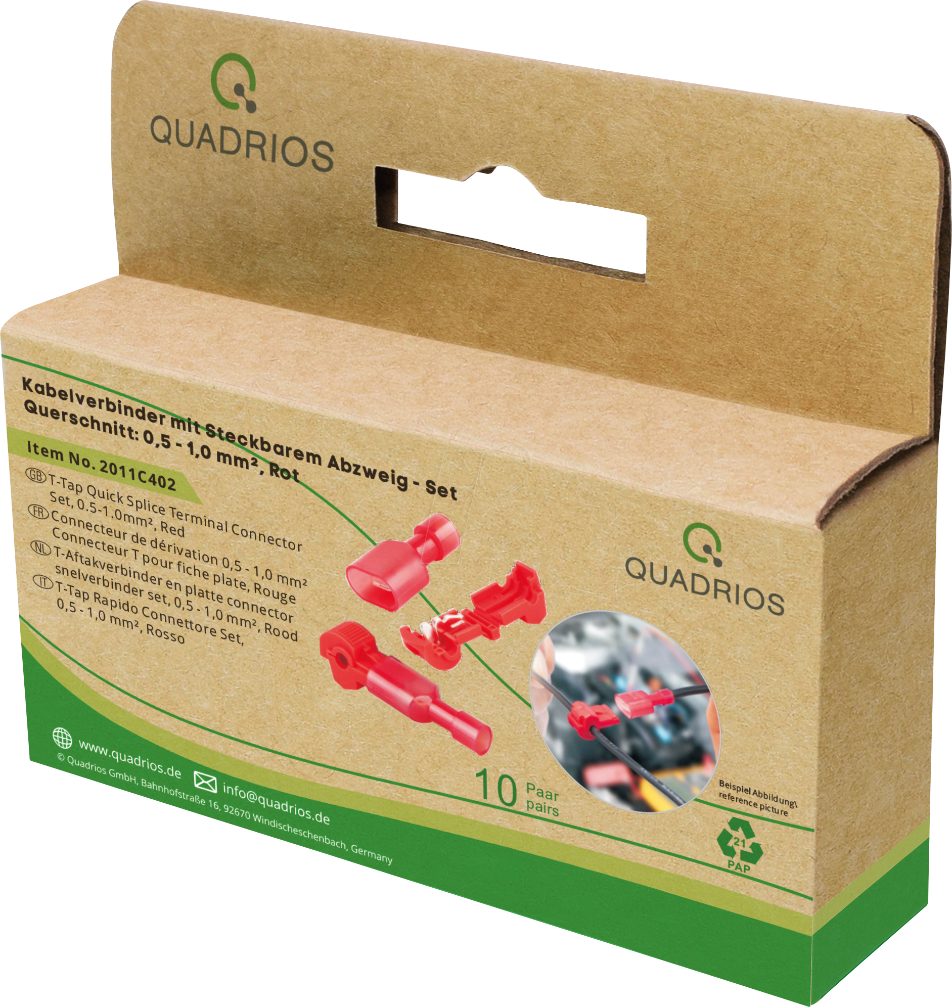 QUAD 2011C402 - Kabelverbinder mit steckbarem Abzweig - Rot (0,5 - 1,0 mm²) - 20