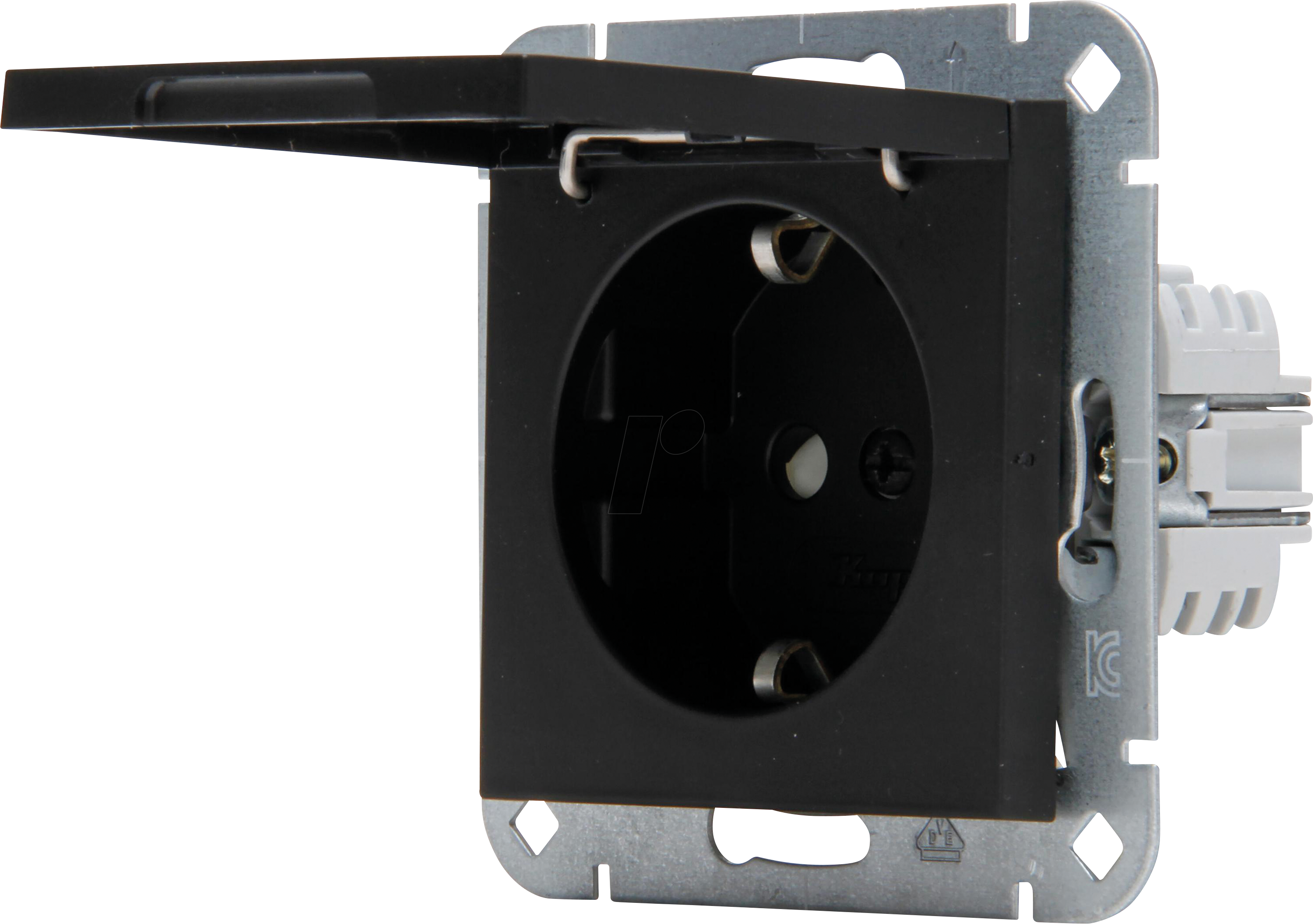 EL 07 940150003 - HK07 - Klappdeckel-Steckdose, erh. Berührungsschutz, schwarz mat