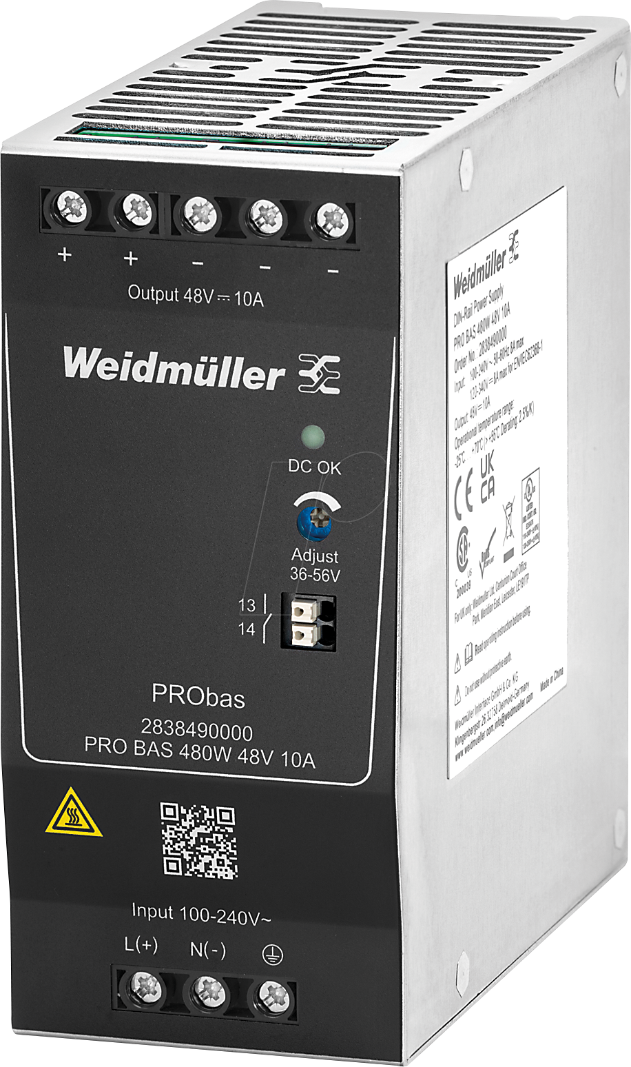Thumbnail - WEID 2838490000 - Schaltnetzteil Hutschiene, PRObas , 480 W, 48 V ,10 A