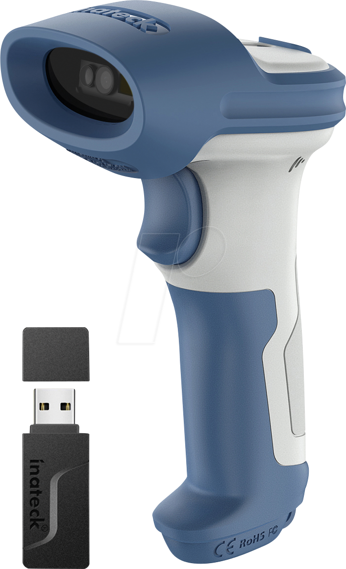 INATECK BCST73WB - Barcodescanner, 2D, Bluetooth/Funk/USB, blau