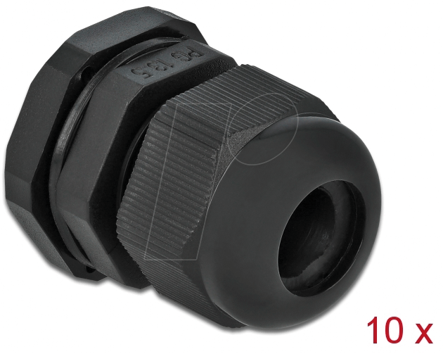 DELOCK 60198 - Kabelverschraubung, PG13,5, schwarz, 10er-Pack