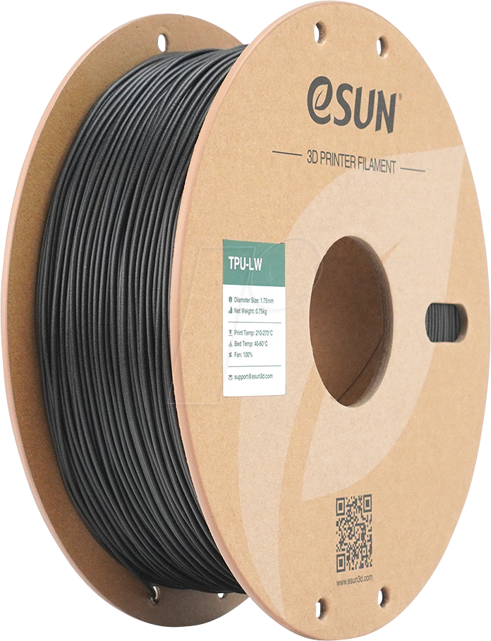 ESUN 72209244 - Filament, TPU-LW, 1,75 mm, schwarz, 0,75 kg