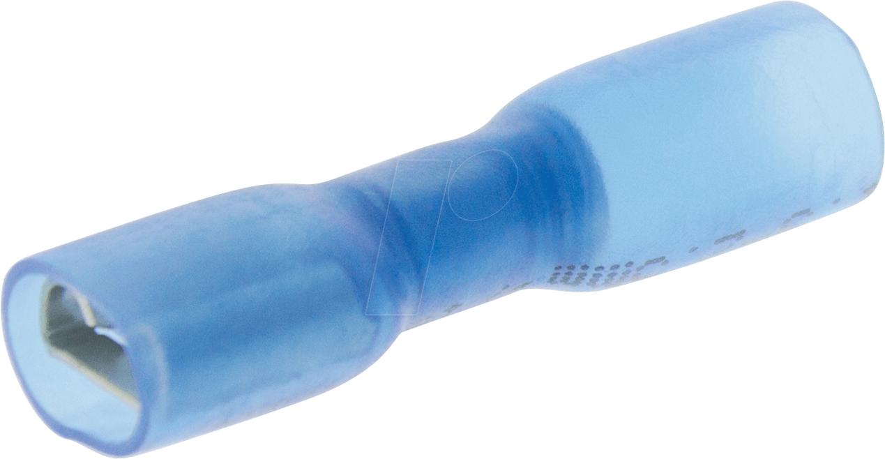 WE F611638HS - Flachsteckhülsen mit Schrumpfschlauch - 1,5 … 2,5 mm², blau
