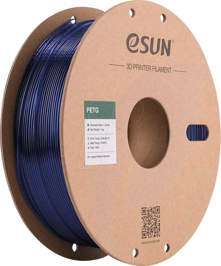 ESUN 72261044 - Filament, PETG, 1,75 mm, durchscheinendes blau, 1 kg