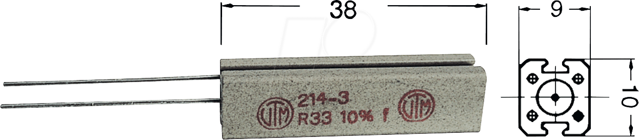 Thumbnail - 9W VERT. 3,3 - Drahtwiderstand, radial, 9,0 W, 3,3 Ohm, 10%