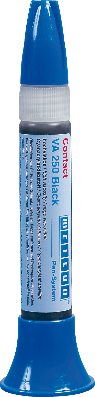 KLEBER VA250-12 - Cyanacrylat Kleber, langsam aushärtend, 12 g, schwarz