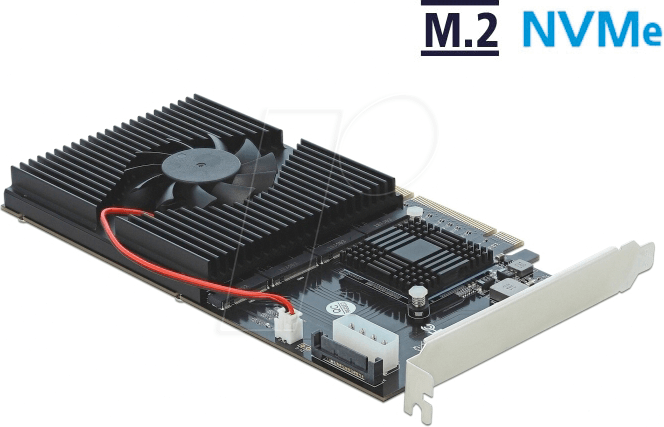 DELOCK 90409 - Konverter PCIe x16/x8 > 4x M.2 Key M NVMe