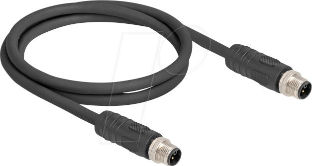 DELOCK 80514 - M12 Kabel L-kodiert 4 Pin Stecker zu Stecker PUR  1 m