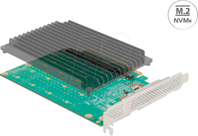 DELOCK 90054 - PCIe x16 > 4 x M.2 Key M NVMe, Kühlkörper