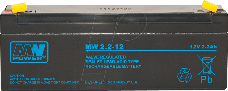MW 2,2-12 - Blei-Vlies-Akku, 12 V, 2,2 Ah