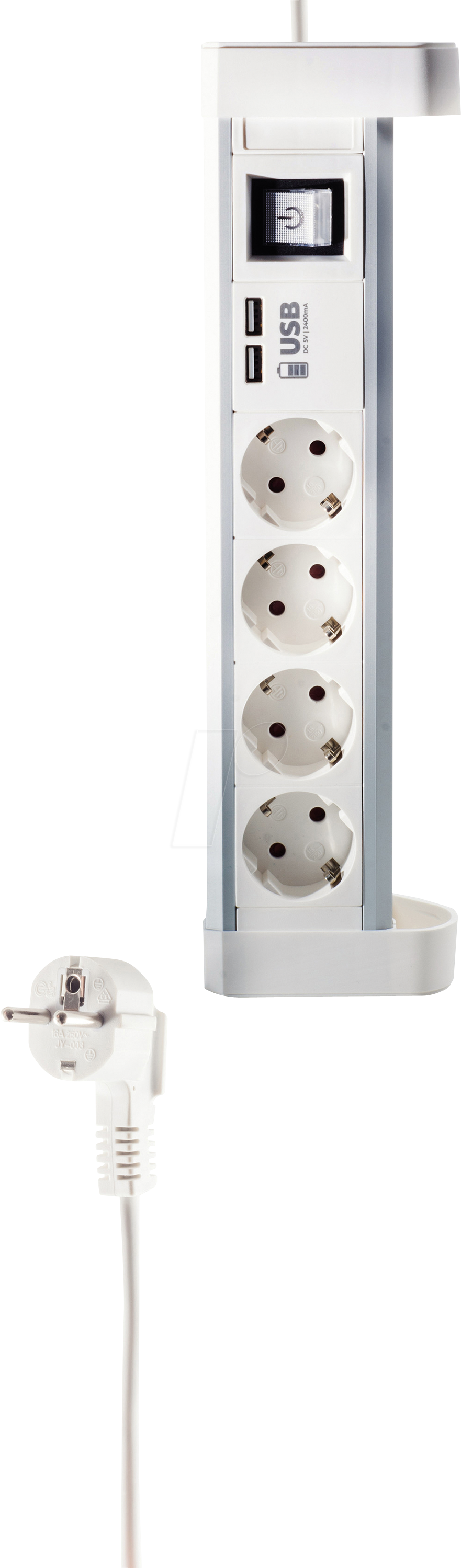 SHVP BS60317-W - Tischsteckdose, 4-fach, Typ F, 2x USB, weiß