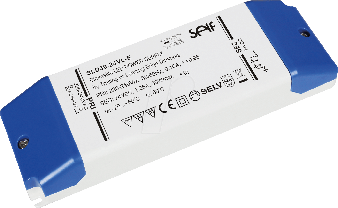 SLD30-24VL-E - LED-Trafo, 30 W, 24 V DC, 0-1,25 A