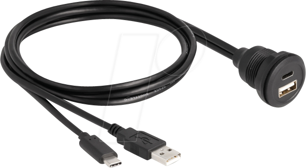 DELOCK 88102 - USB 2.0 Kabel, A+C Stecker auf A+C Buchse, Einbau, 1 m