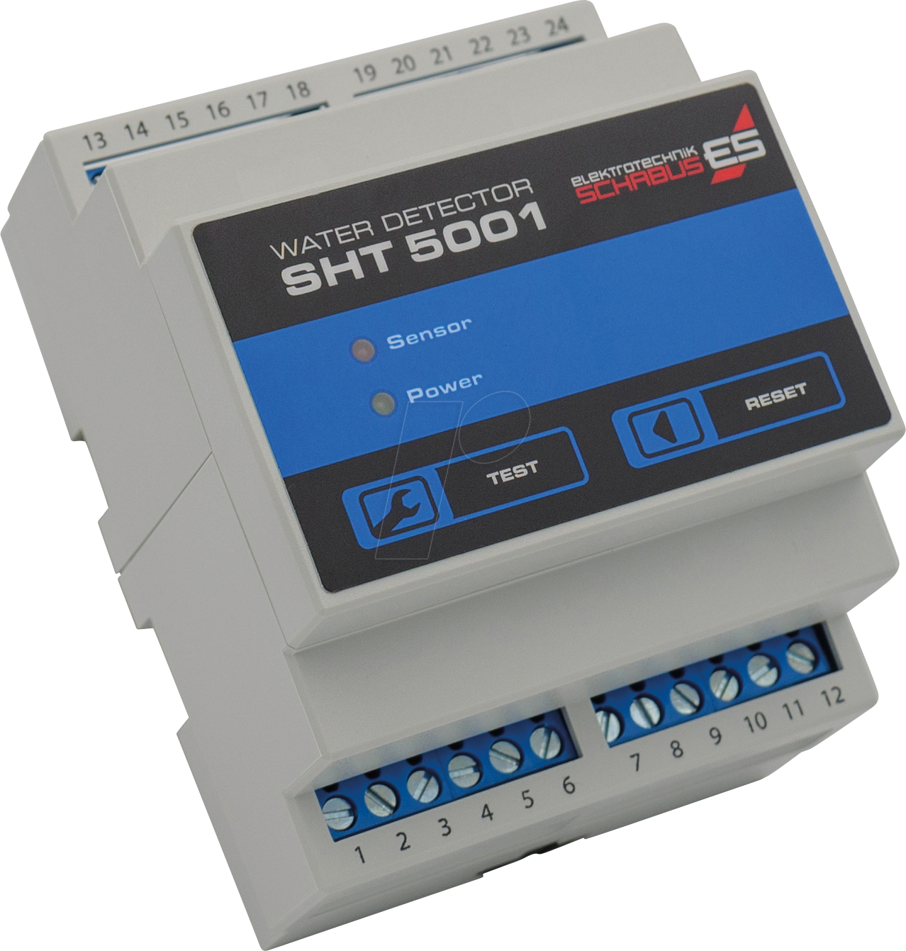 SHT 5001 - Wassermelder für externe Sensoren, Hutschiene