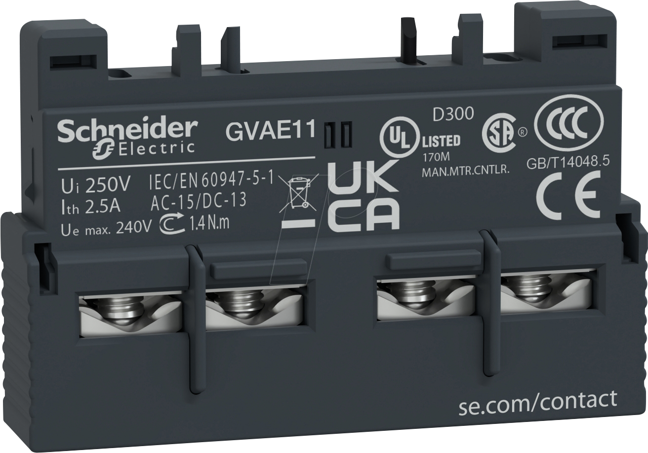 Thumbnail - GVAE11 - Hilfsschalter, TeSys DVAE, Vorderseite, 1 NC, 1 NO