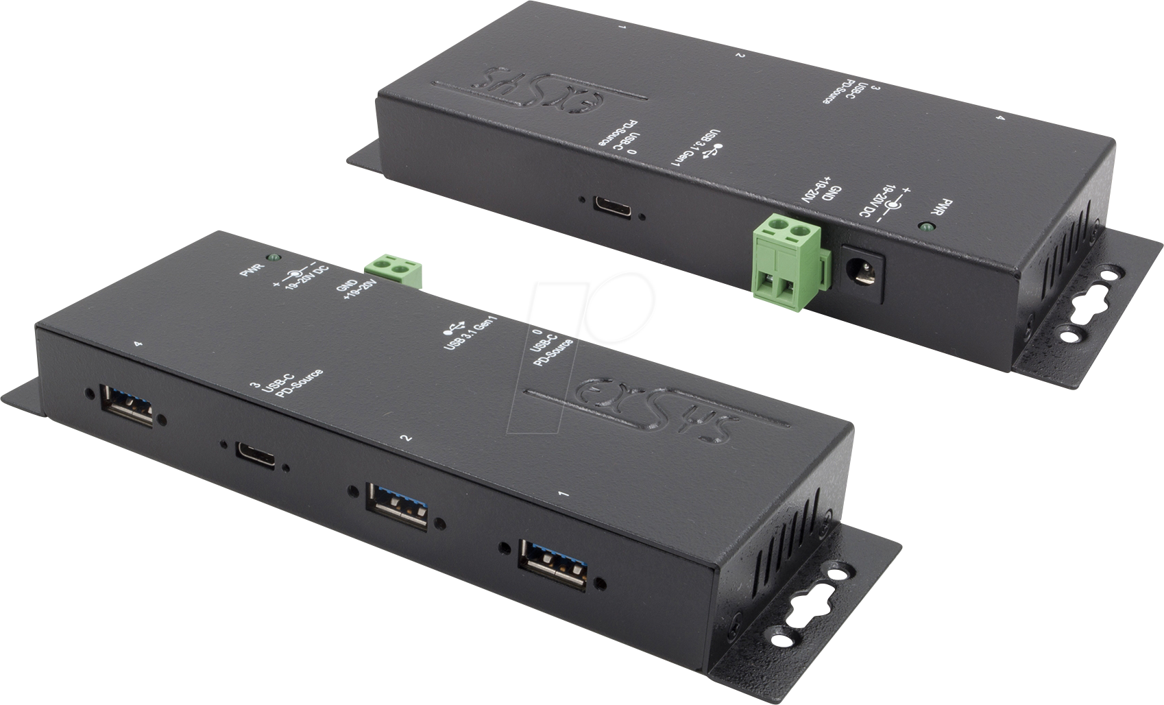 Thumbnail - EXSYS 1190HMVSPD - USB 3.0 4-Port Industrie-Hub, 3x A, 1x C, 15 kV ESD