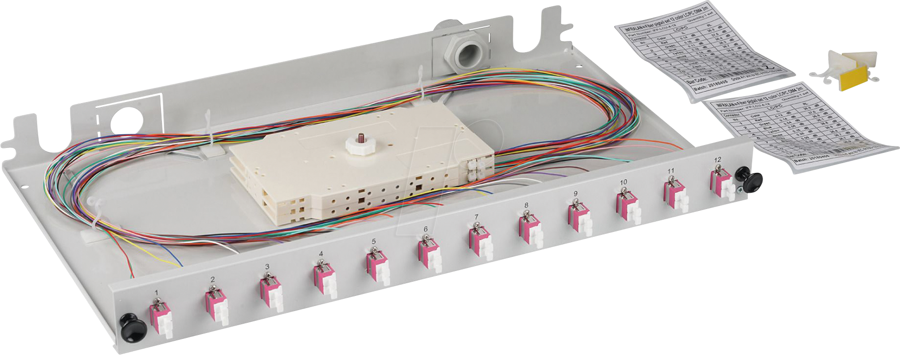 EFB BA71901L12O4 - Spleißbox, LC, OM4, 12 Pigtail / 6 Kupplung, grau