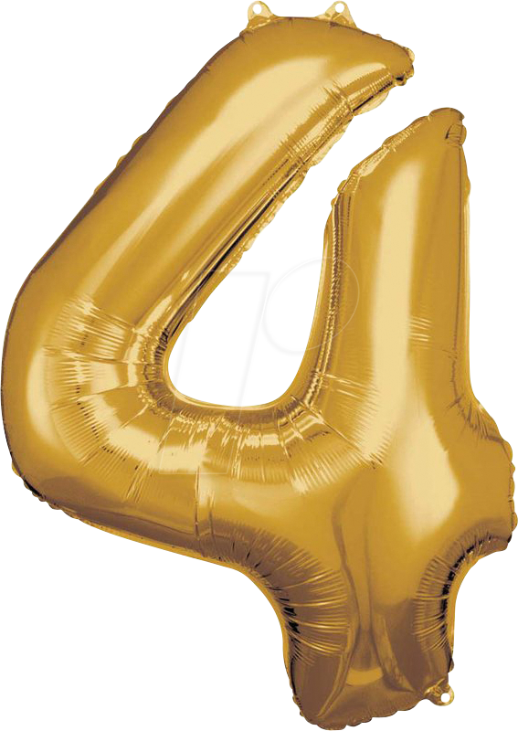 AMSC BALLON 4 GO - AMSCAN Folienballon Zahl 4 gold