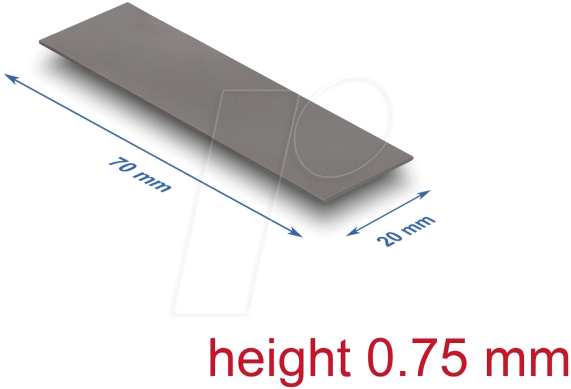 DELOCK 18473 - Wärmeleitpad, 3,0 W/mk, 70 x 20 x 0,75 mm