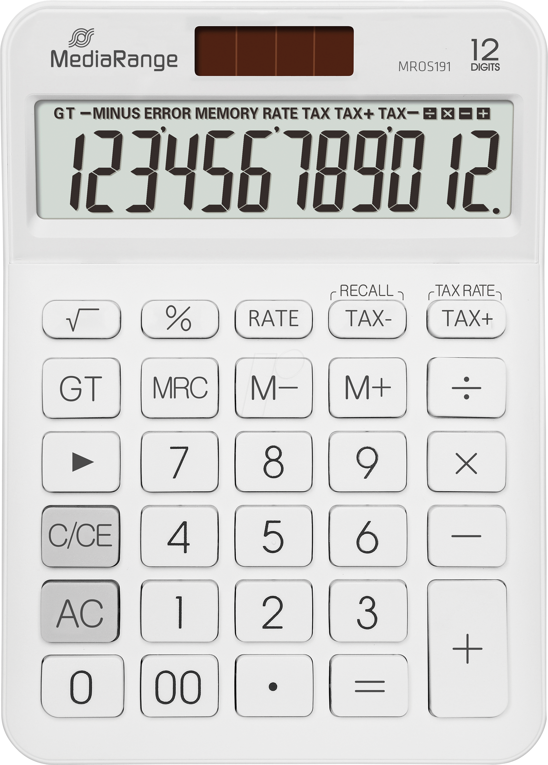 MR OS191 - Taschenrechner, Solar, 12 Stellen, weiß