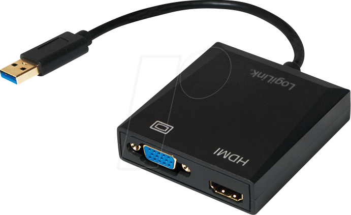 LOGILINK UA0234 - Adapter, USB-A Stecker > HDMI +VGA Buchse + 1080p 60Hz
