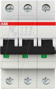 ABB S203M-B32 - Leitungsschutzschalter, Char. B, 32 A, 3 polig