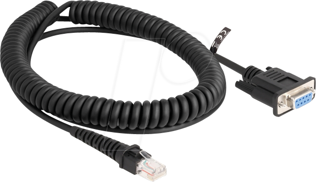 DELOCK 87996 - Spiralkabel, RJ50 Stecker / D-Sub 9 Buchse, 1,5 m, schwarz