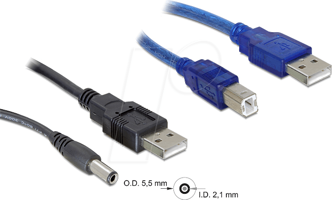 DELOCK 82461 - USB Konverter, A Stecker auf DC + USB B, 30 cm